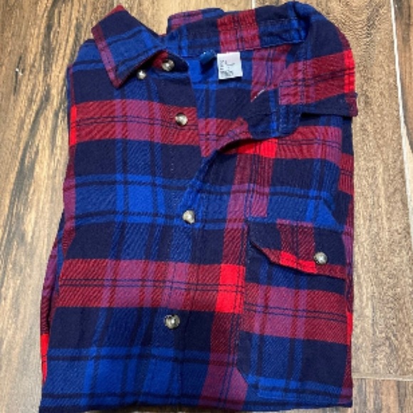Divided Red/Blue Oversized Button Down Flannel - Picture 2 of 5